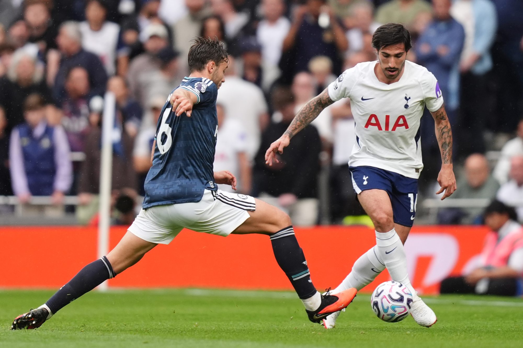 Sandro Tonali on the ball for Tottenham Hotspur.